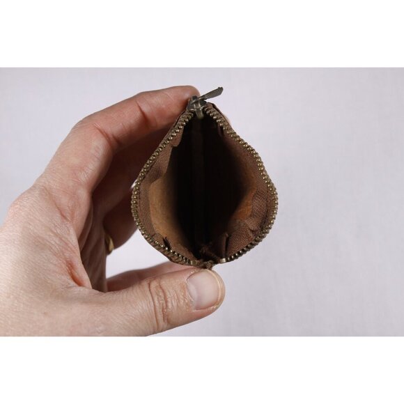 Vintage leather heart shaped coin wallet, Italian tooled leather coin purse, - Picture 5 of 6